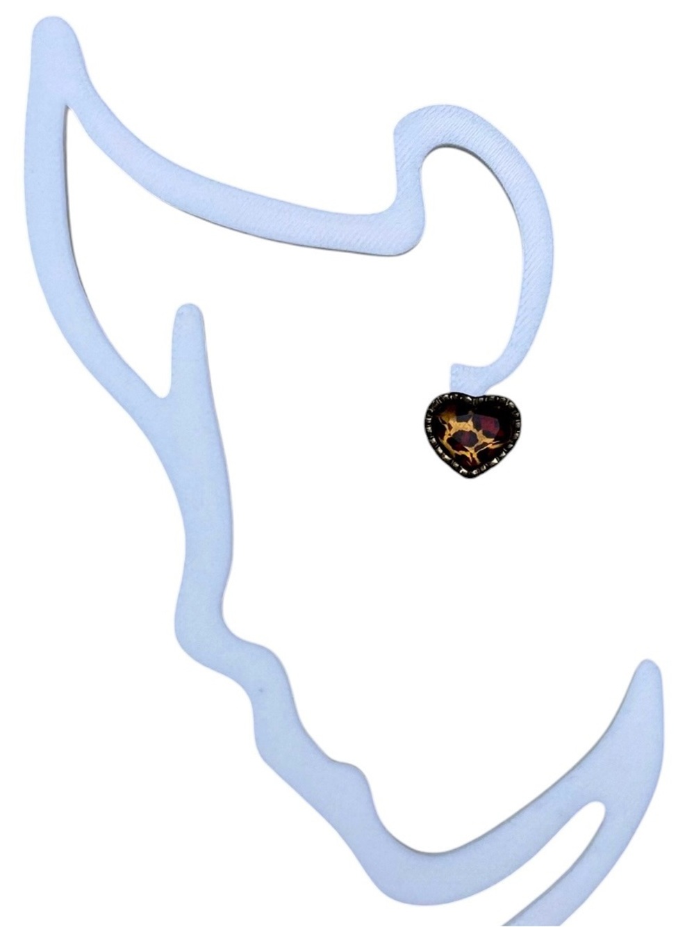 Betsey Johnson Leopard Heart Stud Earrings Gold Tone Animal Print 13.5mm